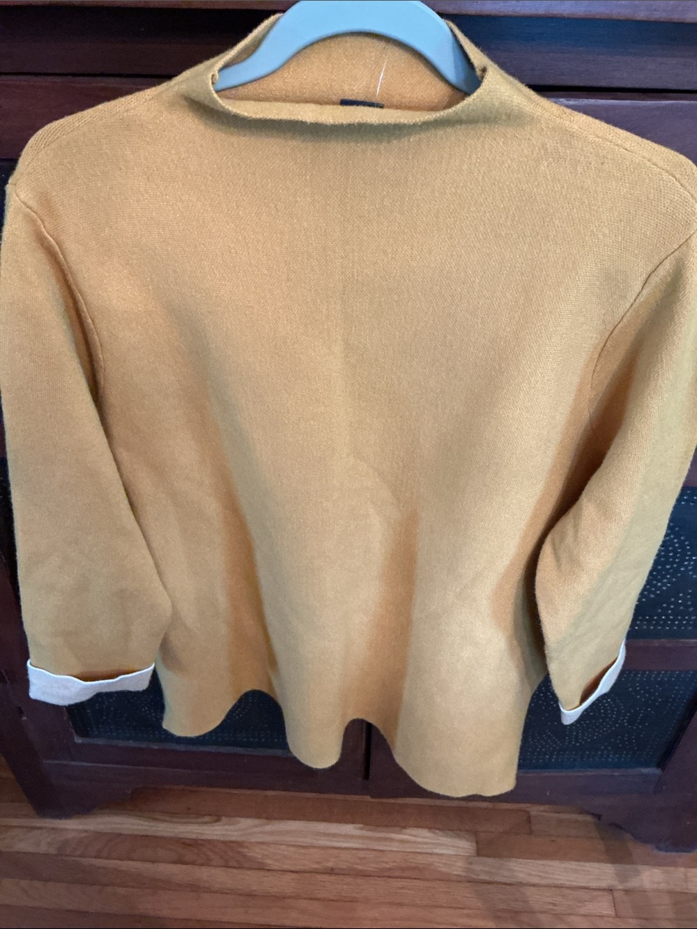 Tahari Mustard Crewneck Sweater with Side Zippers - NWT